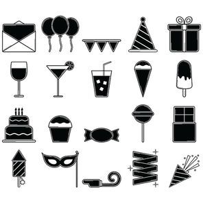 collection of birthday party icons