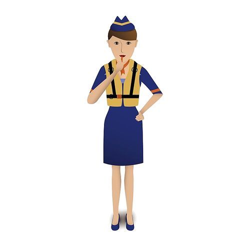 air hostess wearing life jacket