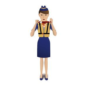 air hostess wearing life jacket