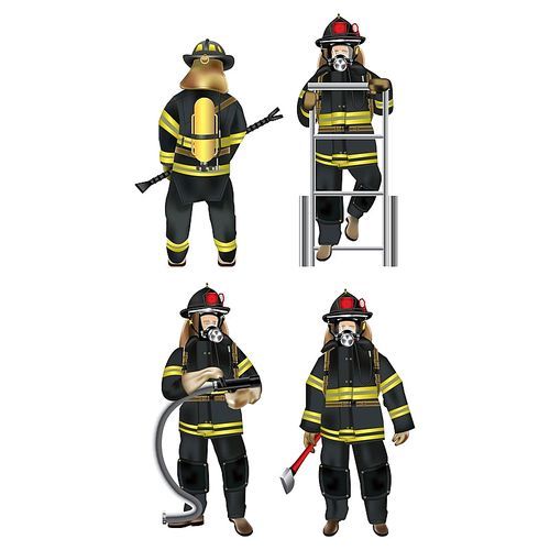 set of firefighter icons