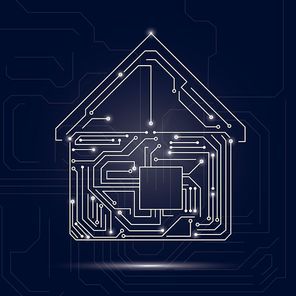 home design on circuit board background