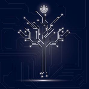 tree design on circuit board background