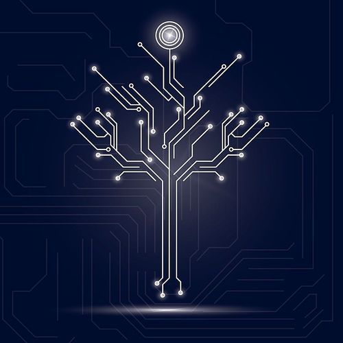 tree design on circuit board background