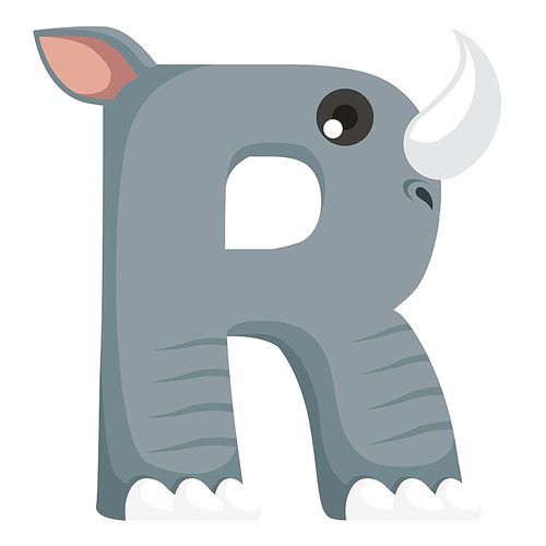 Letter r for rhinoceros