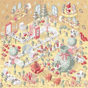 isometric christmas landscape