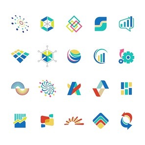 collection of abstract business icons