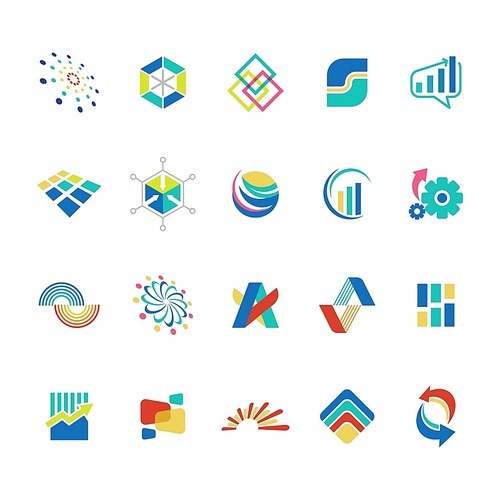 collection of abstract business icons