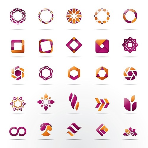 set of abstract logo elements