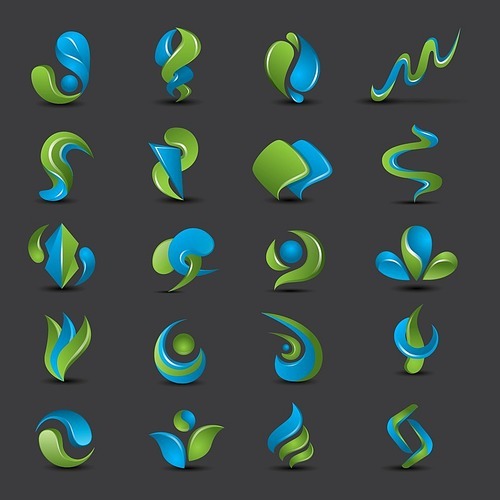 set of abstract logo elements