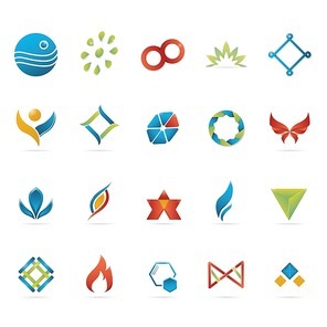 set of abstract logo elements