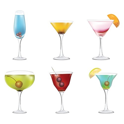 set of cocktail drinks