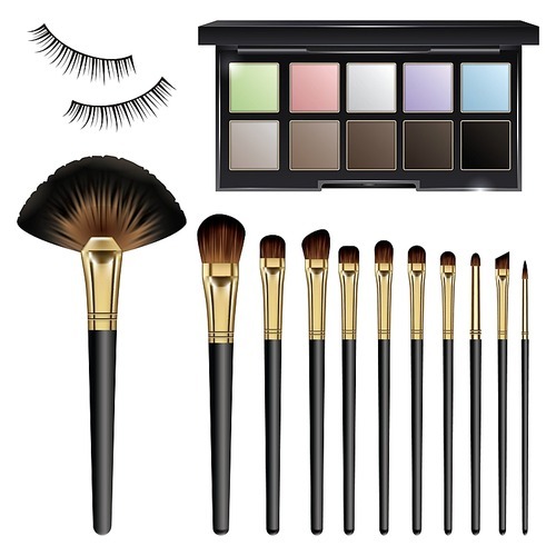 make up brushes with eye shadows palette