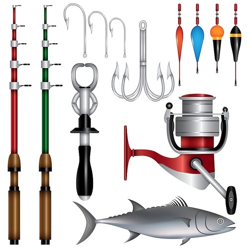 collection of fishing items