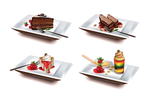 set of desserts