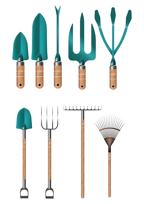 set of gardening tools