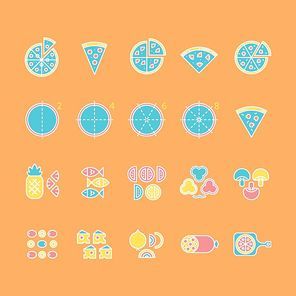 collection of pizza icon set