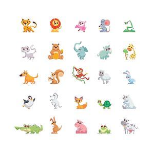 collection of cartoon animals