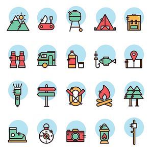 set of camping icons