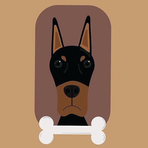 doberman pinscher dog with bone
