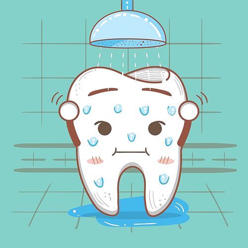 tooth taking shower