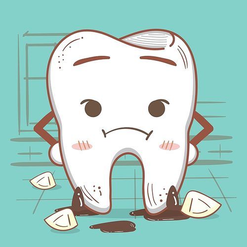 tooth with sad expression