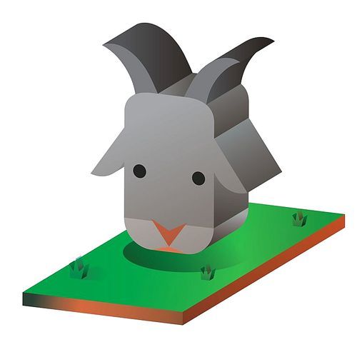 isometric goat face