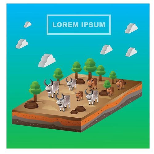 isometric farm animals