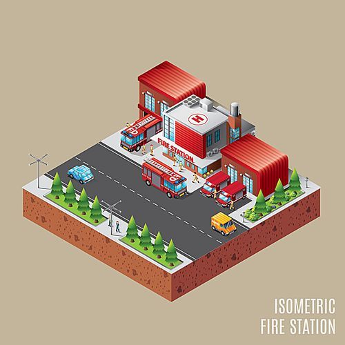 isometric fire station