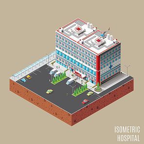 isometric hospital building