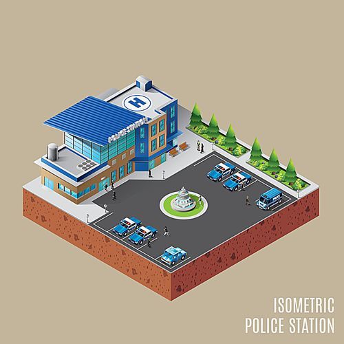 isometric police station