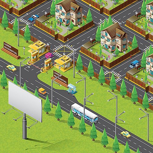 isometric of city life