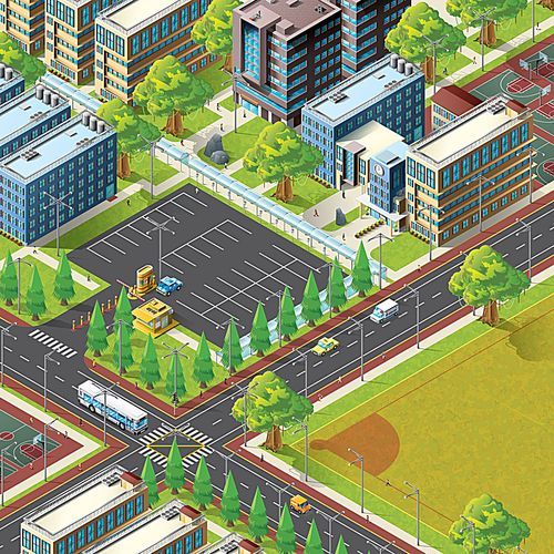 isometric of city life