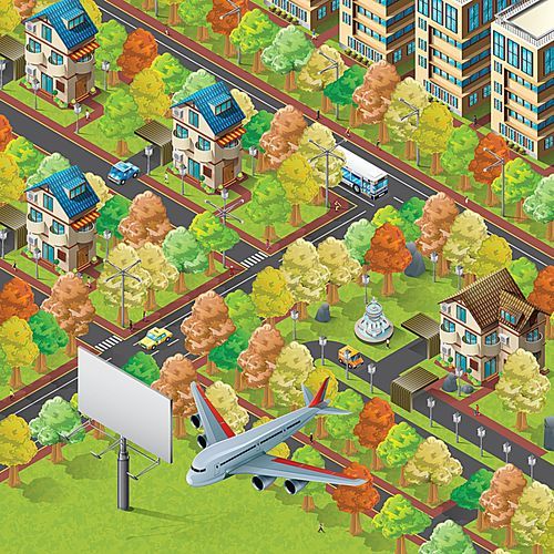 isometric of city life