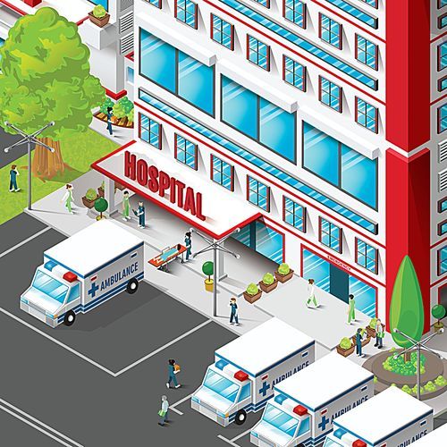 isometric of hospital building