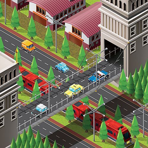 isometric of city life