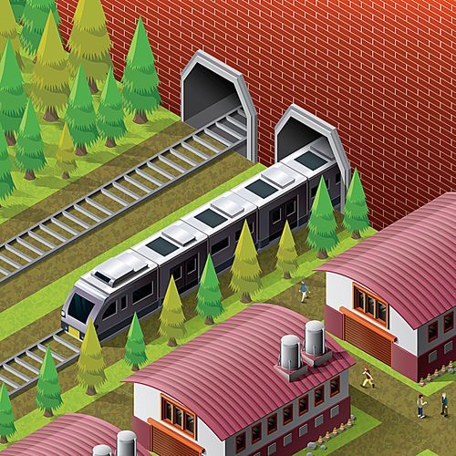 isometric railway station