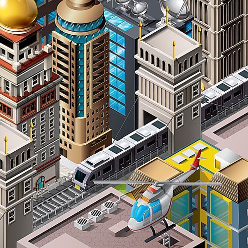 isometric of city life