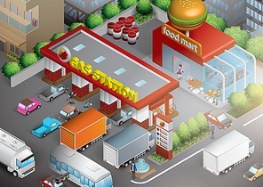 isometric gas station