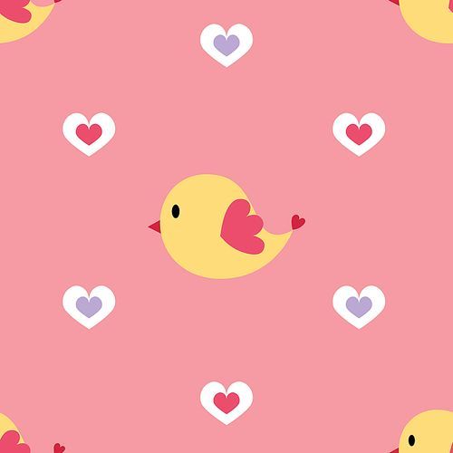 bird with hearts background