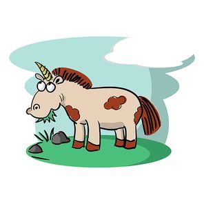 unicorn eating grass