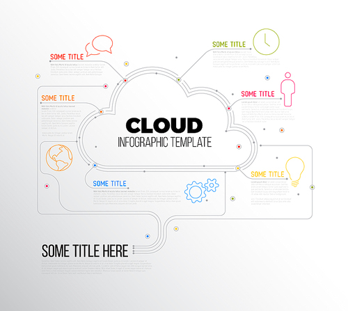 Vector Infographic report template made from lines and icons with cloud storage