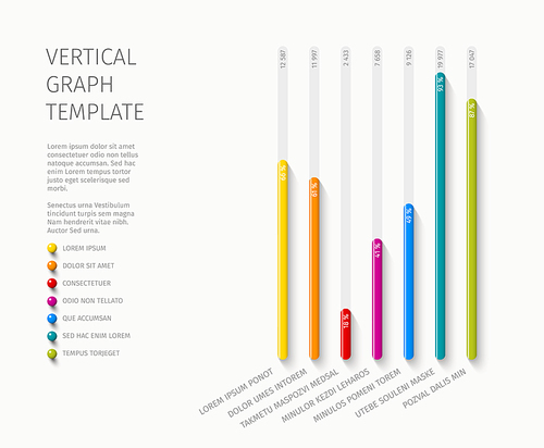 Vector flat design statistics vertical column graph template for your infographics