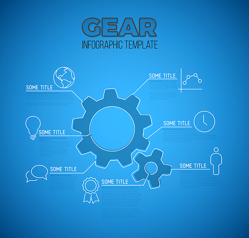 Vector Infographic blueprint report template made from lines and icons with gear / settings icon