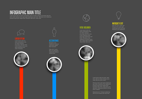 Abstract Simple Infographic Template with four topics and description - dark version