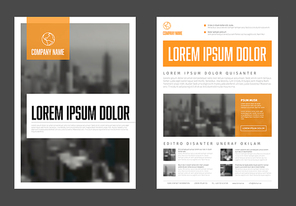 Modern orange business corporate brochure flyer design vector template with photos and sample content