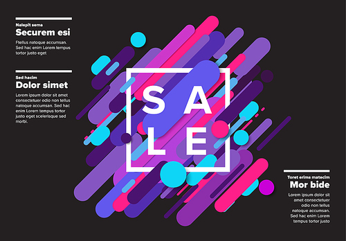 Vector abstract futuristic sale poster made from big color lines - dark version