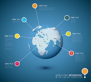 World map globe with pointer marks - communication concept