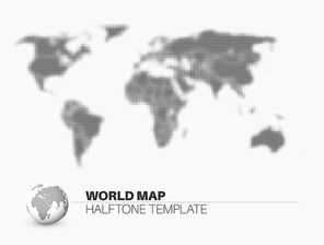 World map with halftone effect - template made from dots for your infographics reports - light version