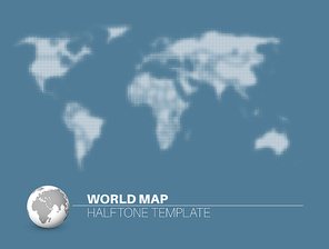 World map with halftone effect - template made from dots for your infographics reports - light version