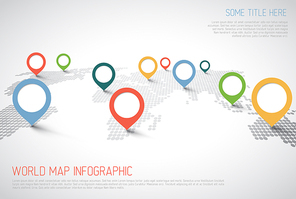 World map with pointer marks -  communication concept